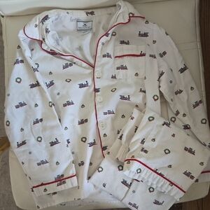 Petite Plume White Train Print Kids Pajamas 8